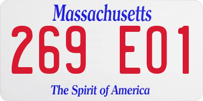 MA license plate 269EO1