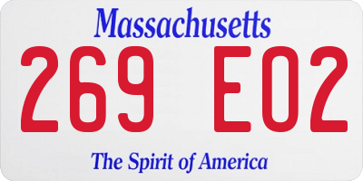 MA license plate 269EO2