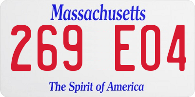 MA license plate 269EO4