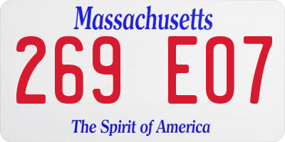 MA license plate 269EO7