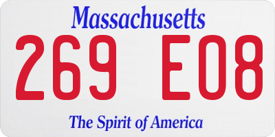 MA license plate 269EO8