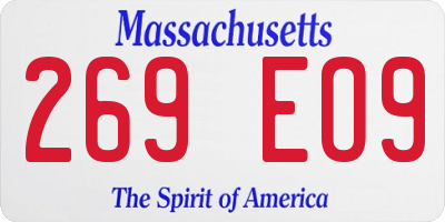 MA license plate 269EO9