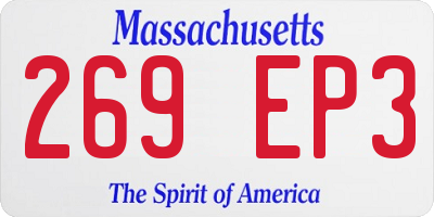 MA license plate 269EP3