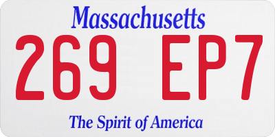 MA license plate 269EP7