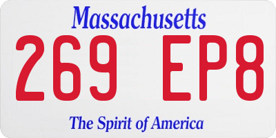 MA license plate 269EP8