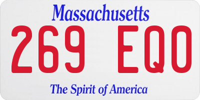 MA license plate 269EQ0