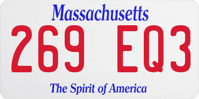MA license plate 269EQ3