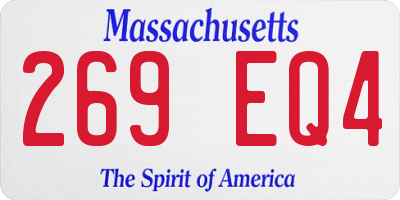 MA license plate 269EQ4