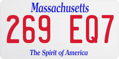MA license plate 269EQ7