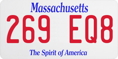 MA license plate 269EQ8