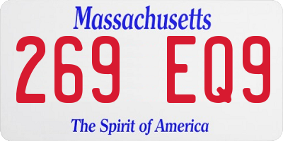 MA license plate 269EQ9