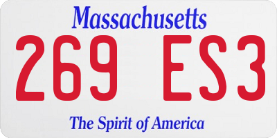 MA license plate 269ES3