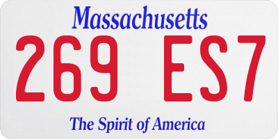 MA license plate 269ES7