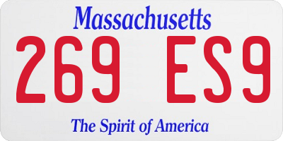 MA license plate 269ES9