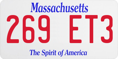 MA license plate 269ET3