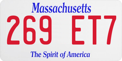 MA license plate 269ET7