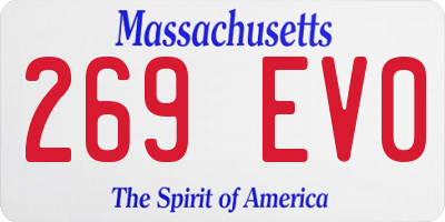 MA license plate 269EV0