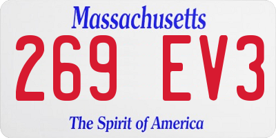 MA license plate 269EV3