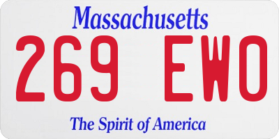 MA license plate 269EW0