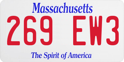 MA license plate 269EW3