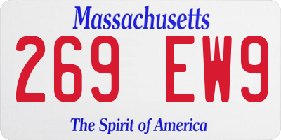 MA license plate 269EW9