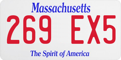 MA license plate 269EX5