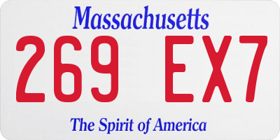 MA license plate 269EX7