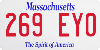 MA license plate 269EY0