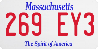 MA license plate 269EY3