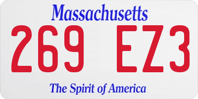 MA license plate 269EZ3