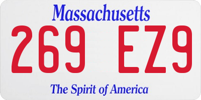 MA license plate 269EZ9