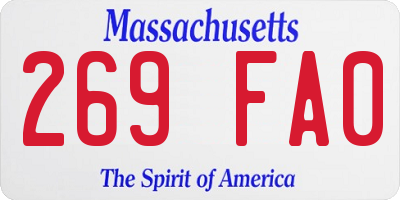 MA license plate 269FA0