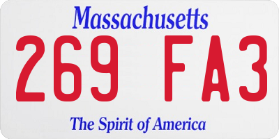MA license plate 269FA3