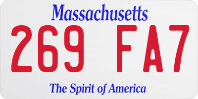 MA license plate 269FA7