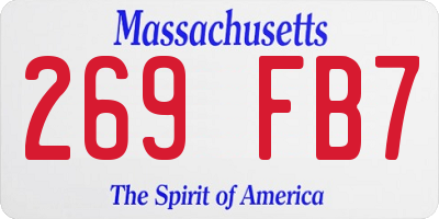 MA license plate 269FB7