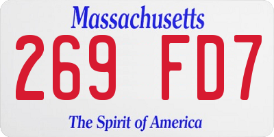 MA license plate 269FD7