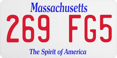 MA license plate 269FG5
