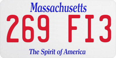 MA license plate 269FI3