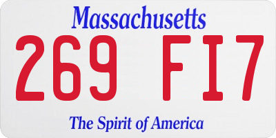 MA license plate 269FI7