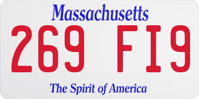 MA license plate 269FI9