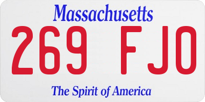 MA license plate 269FJ0