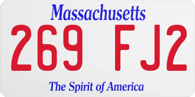 MA license plate 269FJ2