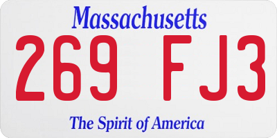 MA license plate 269FJ3