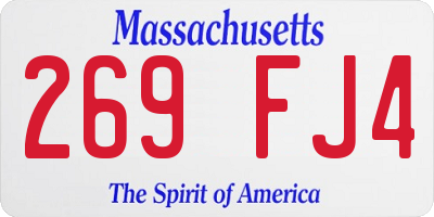 MA license plate 269FJ4