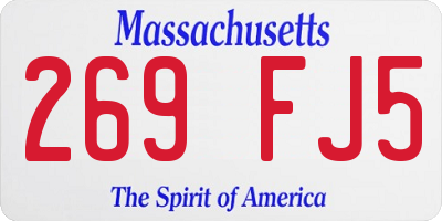 MA license plate 269FJ5