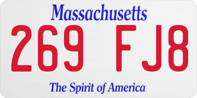 MA license plate 269FJ8