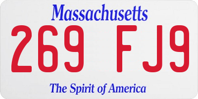 MA license plate 269FJ9
