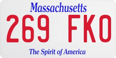MA license plate 269FK0