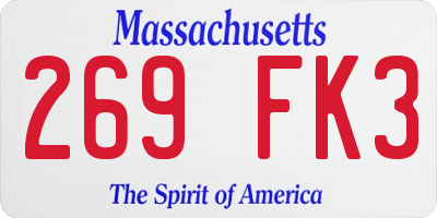 MA license plate 269FK3