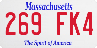 MA license plate 269FK4